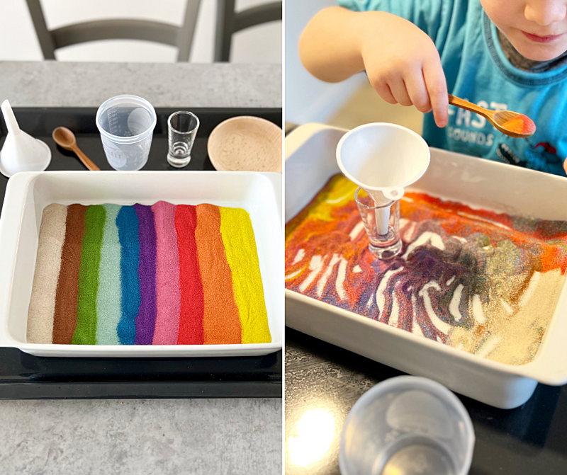 jak využít zbylý písek z&nbsp;malování pískem - vlastní duha z&nbsp;písku