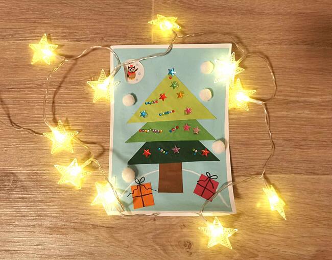 vánoční přání pomocí&nbsp;stříhání a&nbsp;lepení